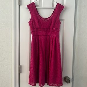 Nanette Lepore pink lace fit and flare dress size 0